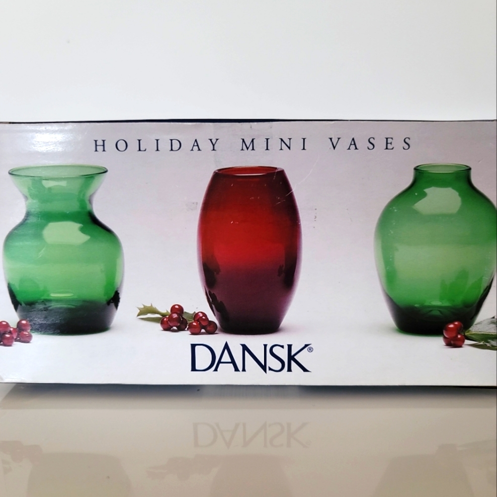 Dansk Holiday Mini Vases Set of 3 New In Box